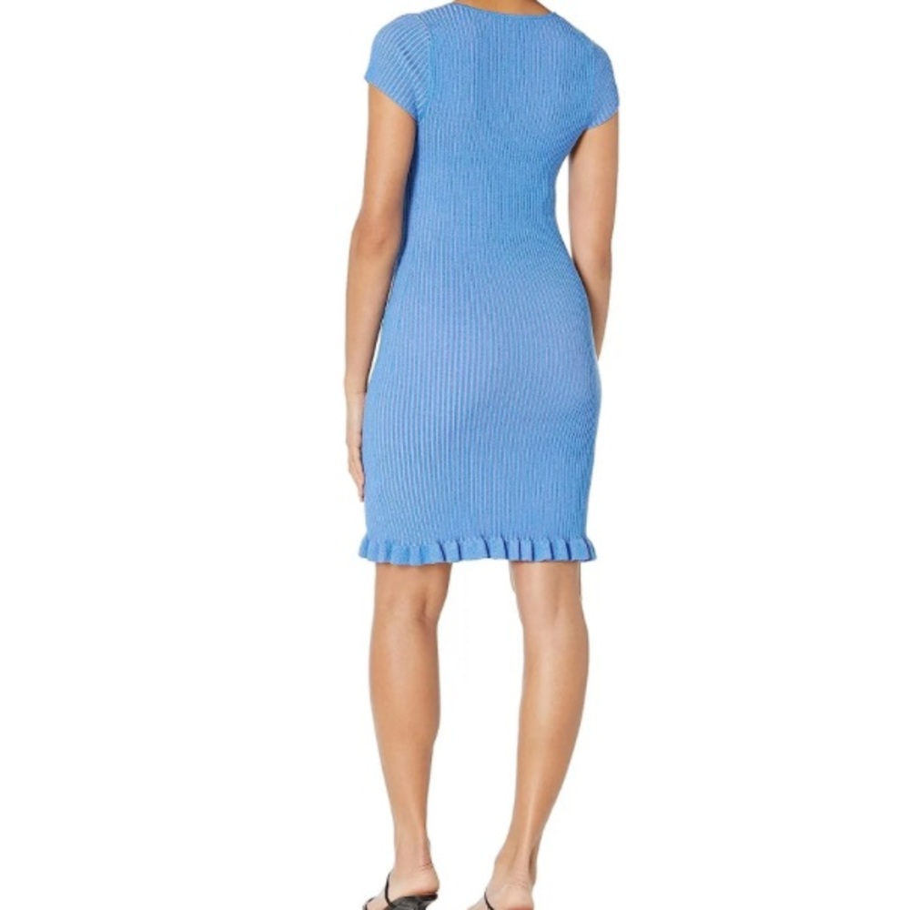 French Connection blue & pink Mathilda Ribbed capped sleeve Mini dress med NWT - Picture 9 of 9